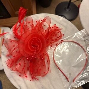 Elegant Red Fascinator Headband